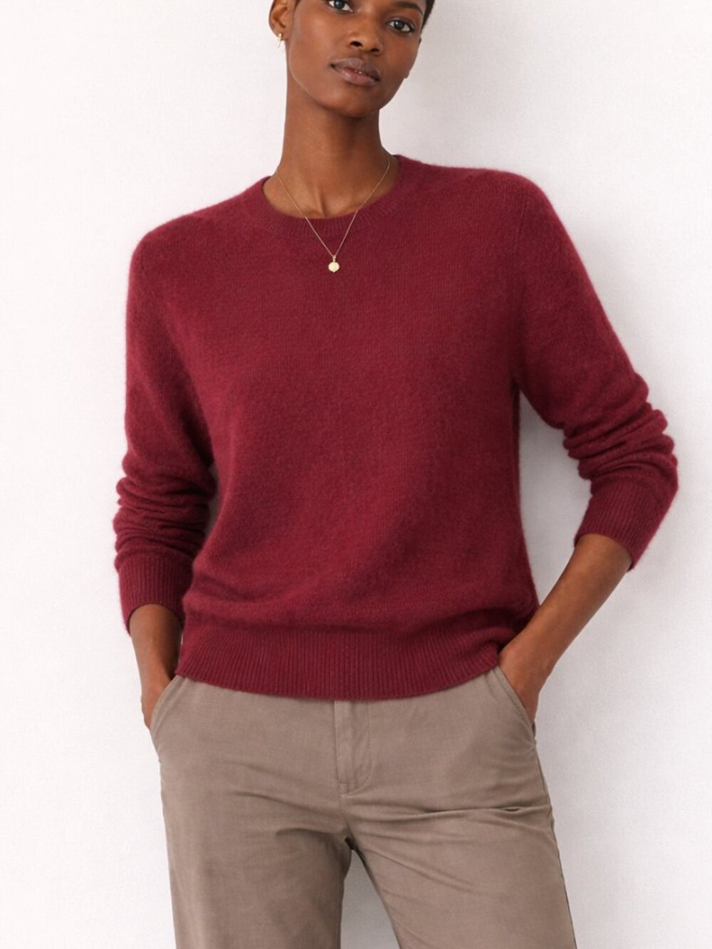 Studio Nicholson Shoto Knit Cashmere‎ Blend Crewneck Sweater Berry 2